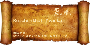 Reichenthal Avarka névjegykártya